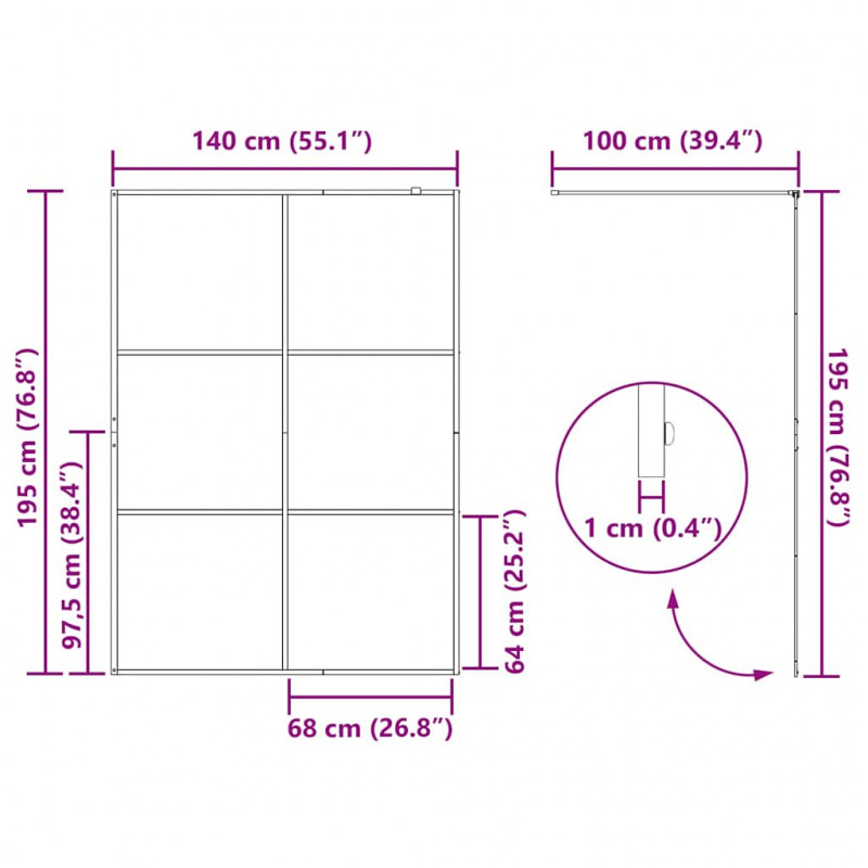 Ściana prysznicowa typu walk-in złoty 140 x 195 cm