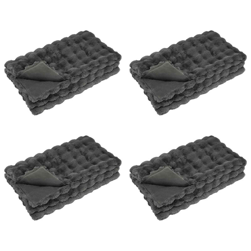 Antypoślizgowy koc z futra królika Olite 4 pcs Ciemnoszary