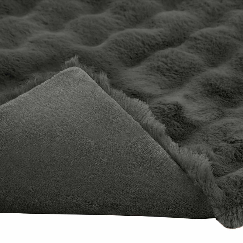 Antypoślizgowy koc z futra królika Olite 4 pcs Ciemnoszary