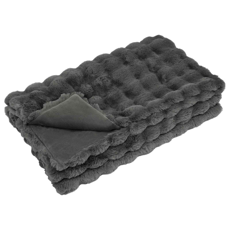 Antypoślizgowy koc z futra królika Olite 4 pcs Ciemnoszary