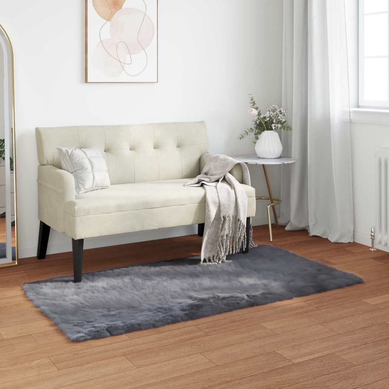 Sztuczny Dywan Skórzany Tafalla Antracyt 60 x 110 cm Poliester