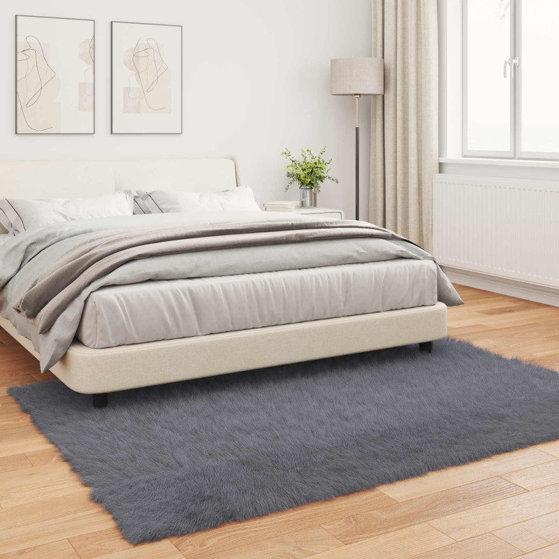 Sztuczny Dywan Skórzany Tafalla Antracyt 120 x 170 cm Poliester