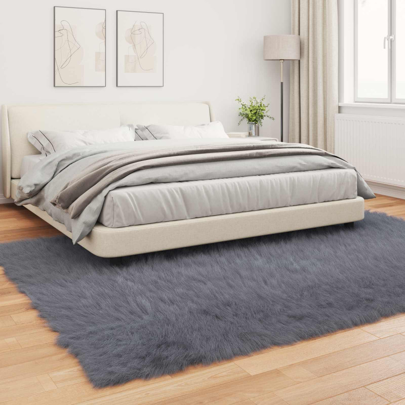 Sztuczny Dywan Skórzany Tafalla Antracyt 240 x 340 cm Poliester