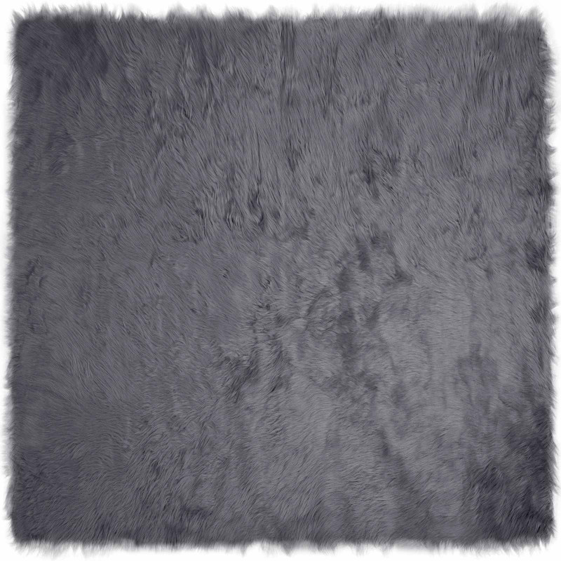 Sztuczny Dywan Skórzany Tafalla Antracyt 240 x 240 cm Poliester
