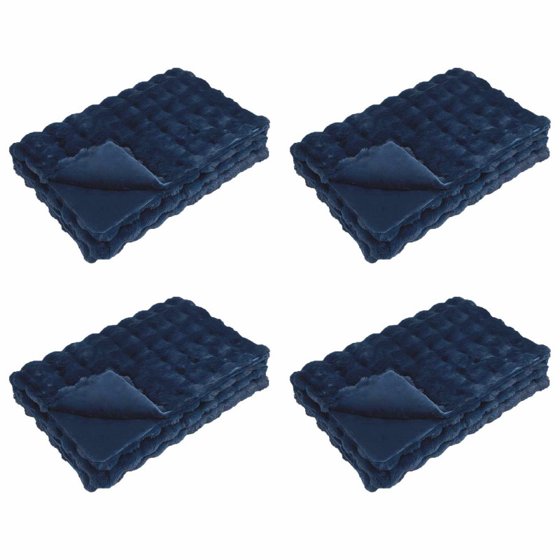 Antypoślizgowy koc z futra królika Olite 4 pcs Niebieski Morski