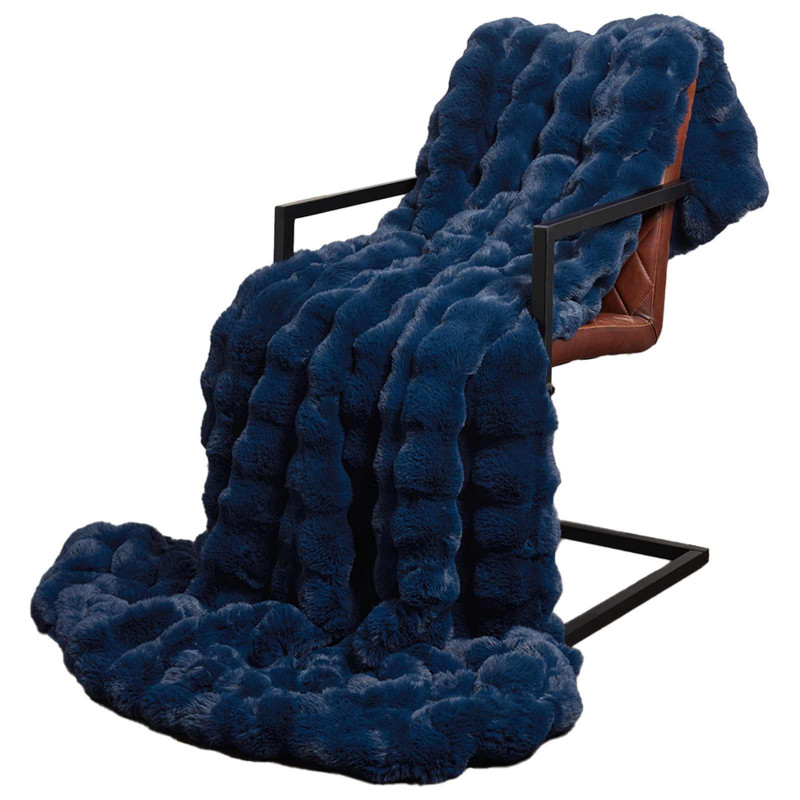 Antypoślizgowy koc z futra królika Olite 4 pcs Niebieski Morski