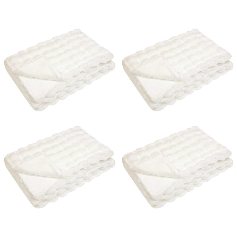 Antypoślizgowy koc z futra królika Olite 4 pcs Biały Poliester