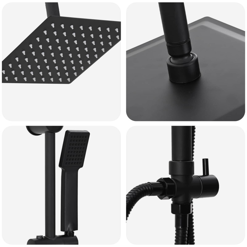 System Prysznicowy Czarny 47 x 20 x 95 cm Stal nierdzewna