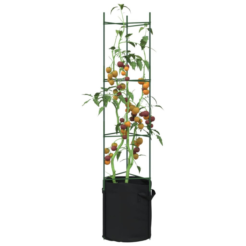 Podpórki do pomidorów z workami, 8 szt., 154 cm, stal i PP
