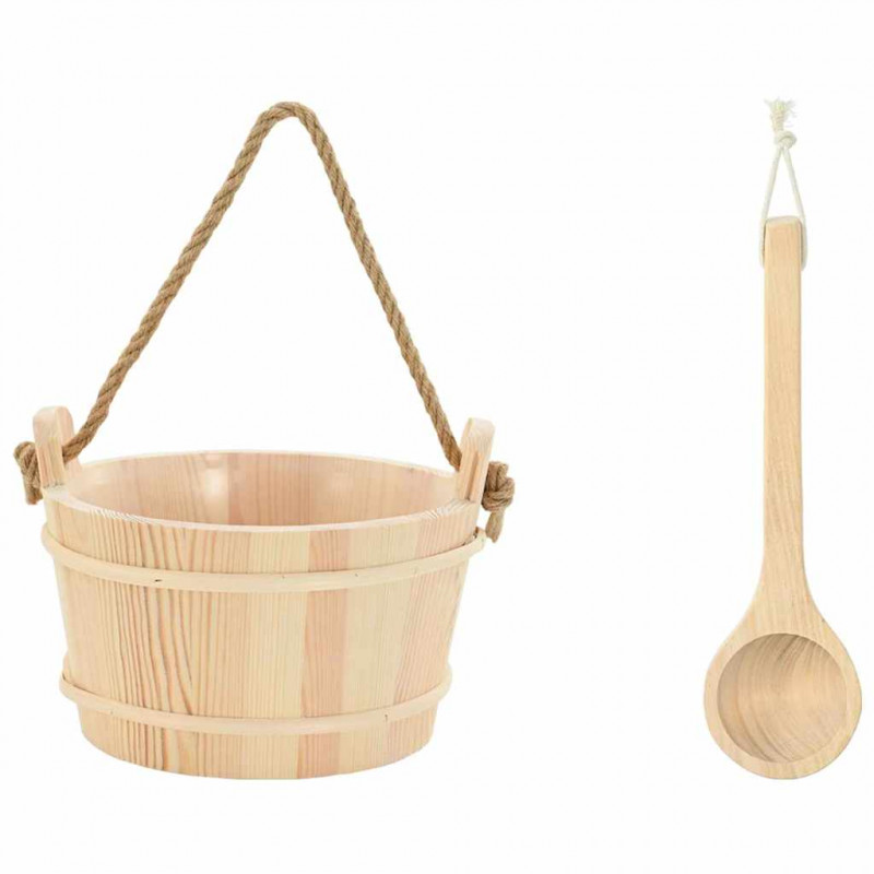 Wiadro saunowe 2 pcs Brązowy Lite drewno sosnowe i konopie
