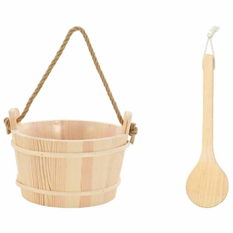 Wiadro saunowe 2 pcs Brązowy Lite drewno sosnowe i konopie