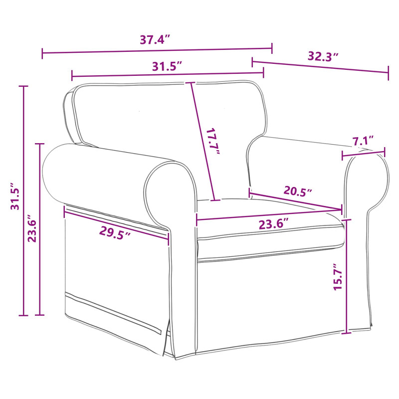 Sofa Ciemnoszary 95 x 82 x 80 cm tkanina