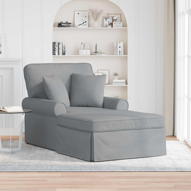 Chaise Lounge z Fartuszkiem z poduszką 3 pcs Jasnoszary tkanina