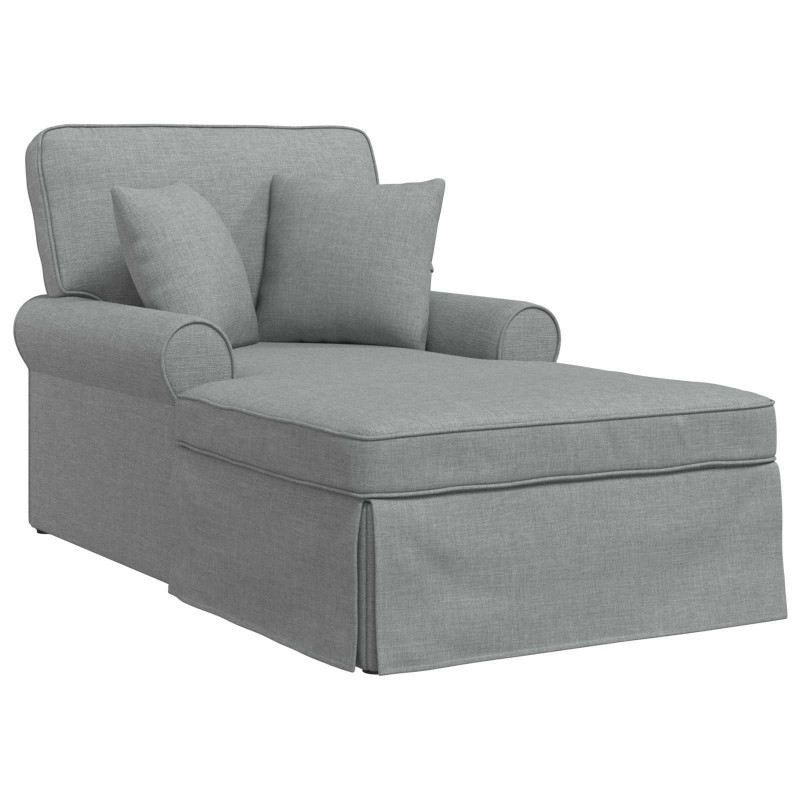 Chaise Lounge z Fartuszkiem z poduszką 3 pcs Jasnoszary tkanina
