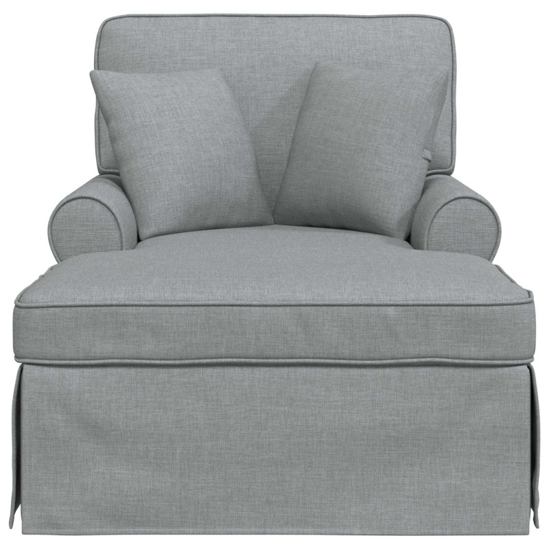 Chaise Lounge z Fartuszkiem z poduszką 3 pcs Jasnoszary tkanina