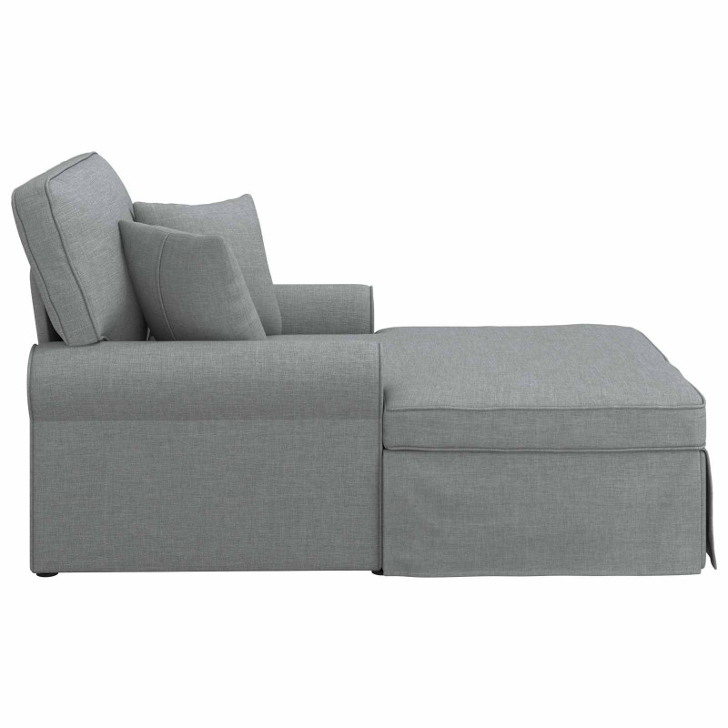Chaise Lounge z Fartuszkiem z poduszką 3 pcs Jasnoszary tkanina