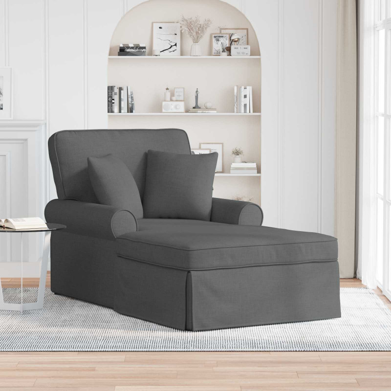 Chaise Lounge z Fartuszkiem 3 pcs Ciemnoszary tkanina