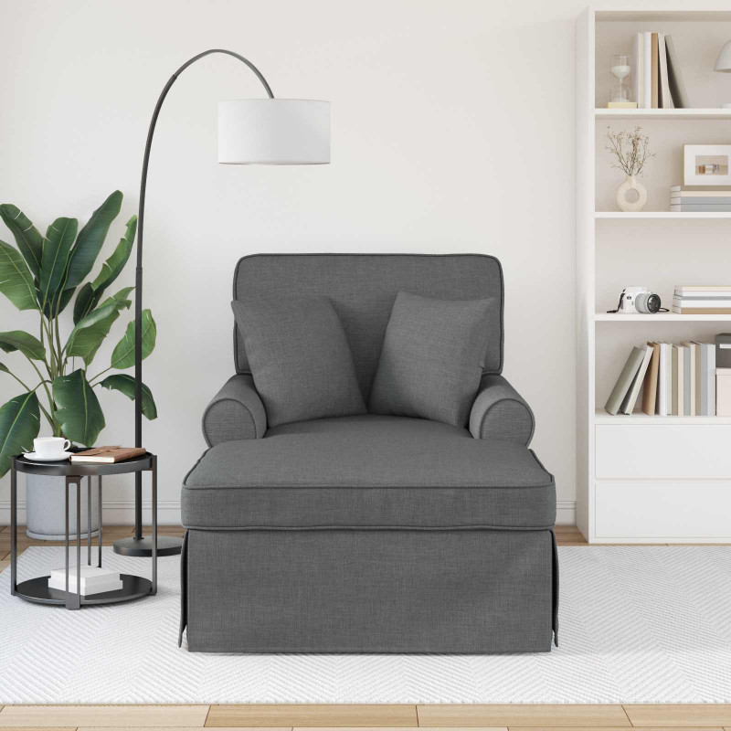 Chaise Lounge z Fartuszkiem 3 pcs Ciemnoszary tkanina