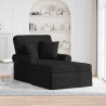Chaise Lounge z Fartuszkiem z poduszką 3 pcs Czarny tkanina