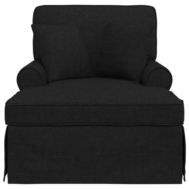Chaise Lounge z Fartuszkiem z poduszką 3 pcs Czarny tkanina