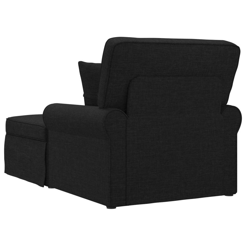 Chaise Lounge z Fartuszkiem z poduszką 3 pcs Czarny tkanina