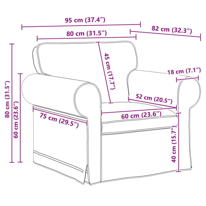 Sofa Ciemnoszary 95 x 82 x 80 cm tkanina