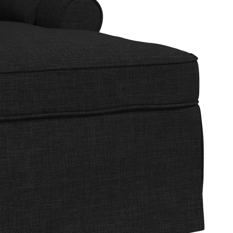 Chaise Lounge z Fartuszkiem z poduszką 3 pcs Czarny tkanina