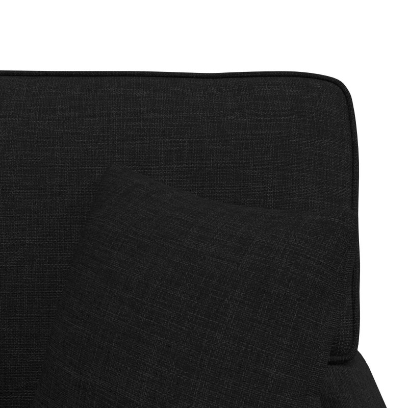 Chaise Lounge z Fartuszkiem z poduszką 3 pcs Czarny tkanina