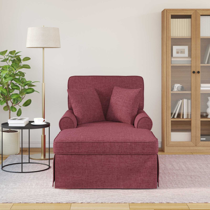 Chaise Lounge z Fartuszkiem 3 pcs Czerwone wino tkanina