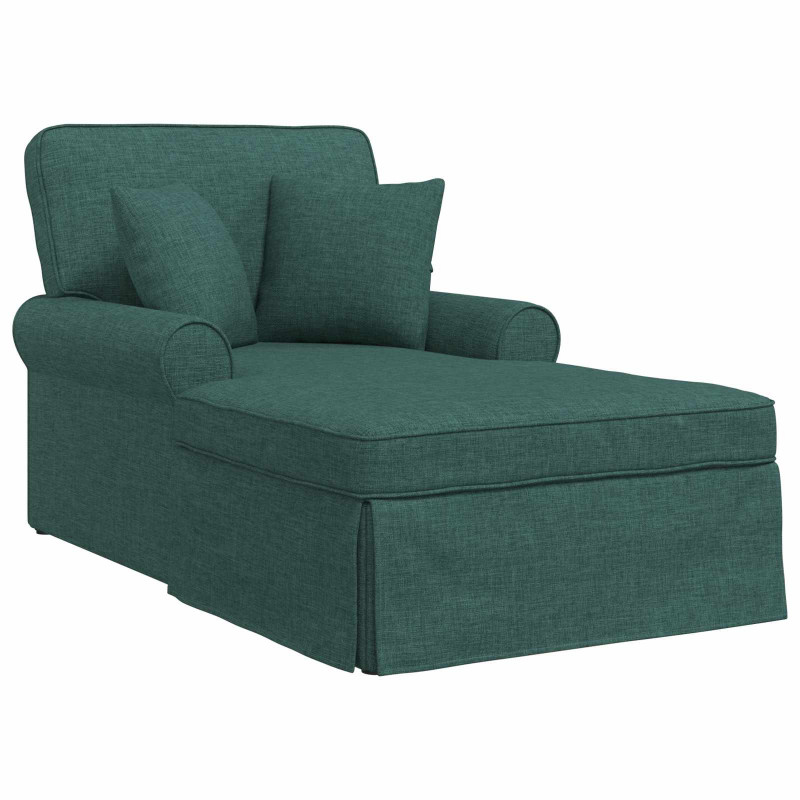 Chaise Lounge z Fartuszkiem 3 pcs Ciemna zieleń tkanina