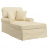 Chaise Lounge z Fartuszkiem z poduszką 3 pcs Kremowy tkanina