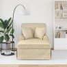Chaise Lounge z Fartuszkiem z poduszką 3 pcs Kremowy tkanina
