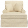 Chaise Lounge z Fartuszkiem z poduszką 3 pcs Kremowy tkanina