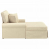 Chaise Lounge z Fartuszkiem z poduszką 3 pcs Kremowy tkanina