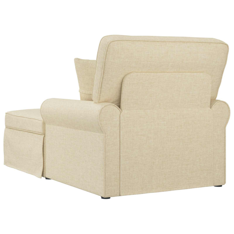 Chaise Lounge z Fartuszkiem z poduszką 3 pcs Kremowy tkanina