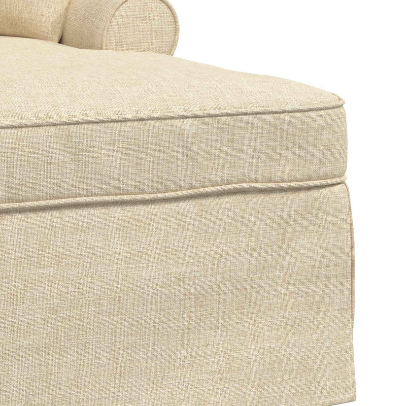 Chaise Lounge z Fartuszkiem z poduszką 3 pcs Kremowy tkanina