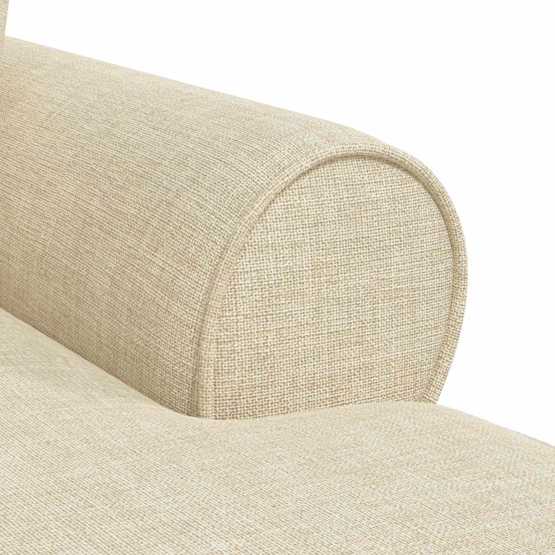 Chaise Lounge z Fartuszkiem z poduszką 3 pcs Kremowy tkanina