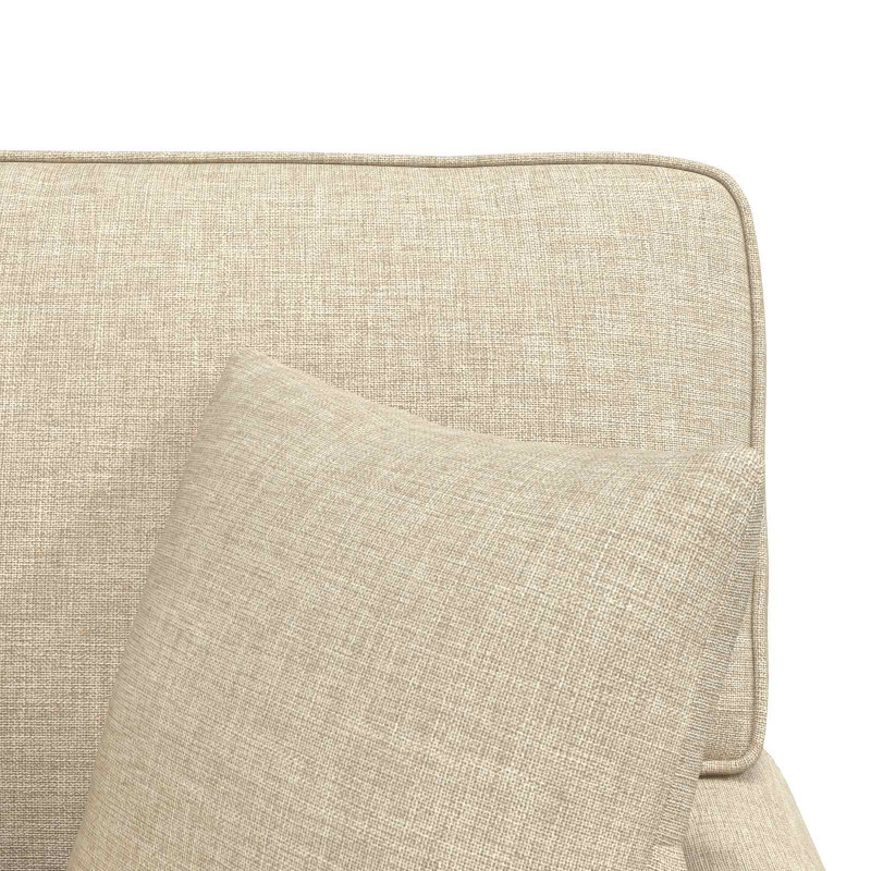 Chaise Lounge z Fartuszkiem z poduszką 3 pcs Kremowy tkanina