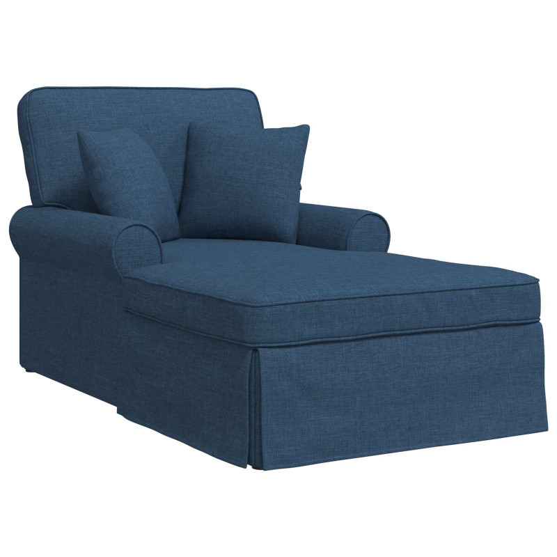 Chaise Lounge z Fartuszkiem z poduszką 3 pcs Niebieski tkanina