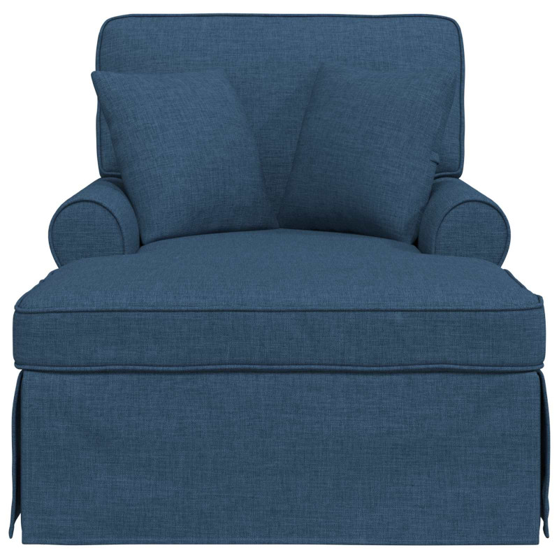 Chaise Lounge z Fartuszkiem z poduszką 3 pcs Niebieski tkanina
