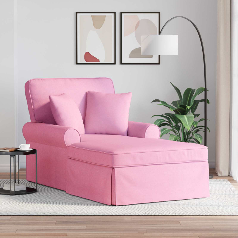 Chaise Lounge z Fartuszkiem z poduszką 3 pcs Różowy tkanina
