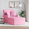 Chaise Lounge z Fartuszkiem z poduszką 3 pcs Różowy tkanina