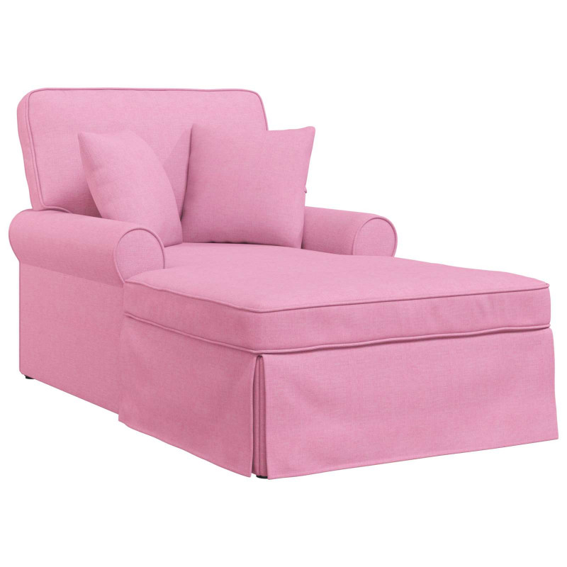 Chaise Lounge z Fartuszkiem z poduszką 3 pcs Różowy tkanina