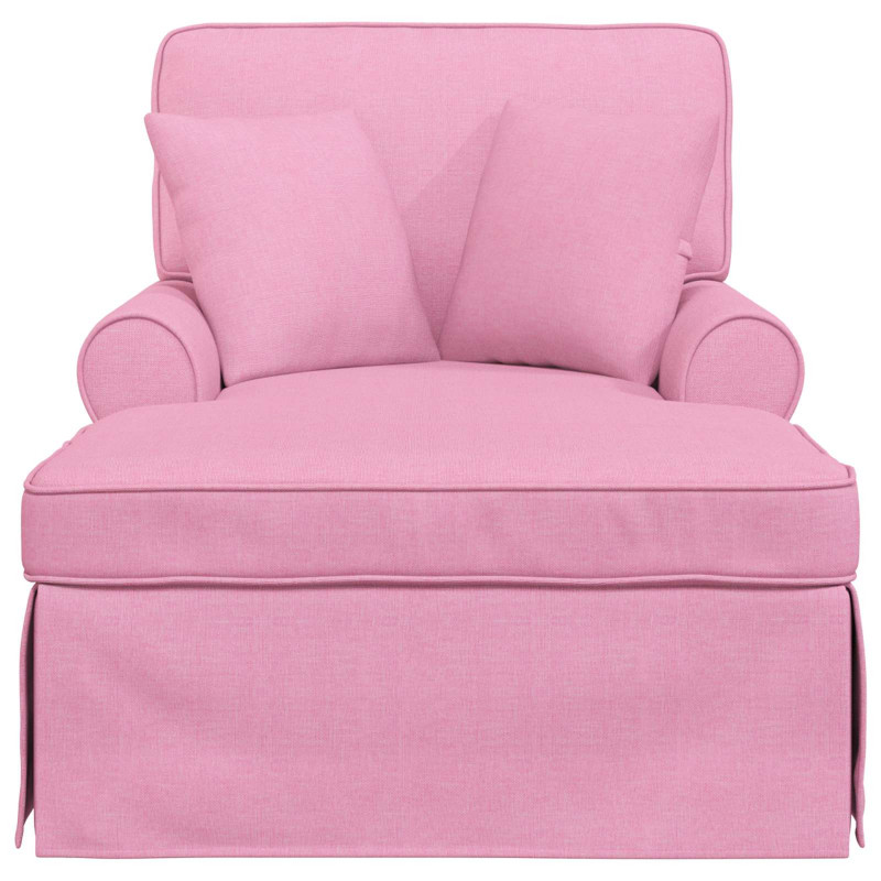 Chaise Lounge z Fartuszkiem z poduszką 3 pcs Różowy tkanina