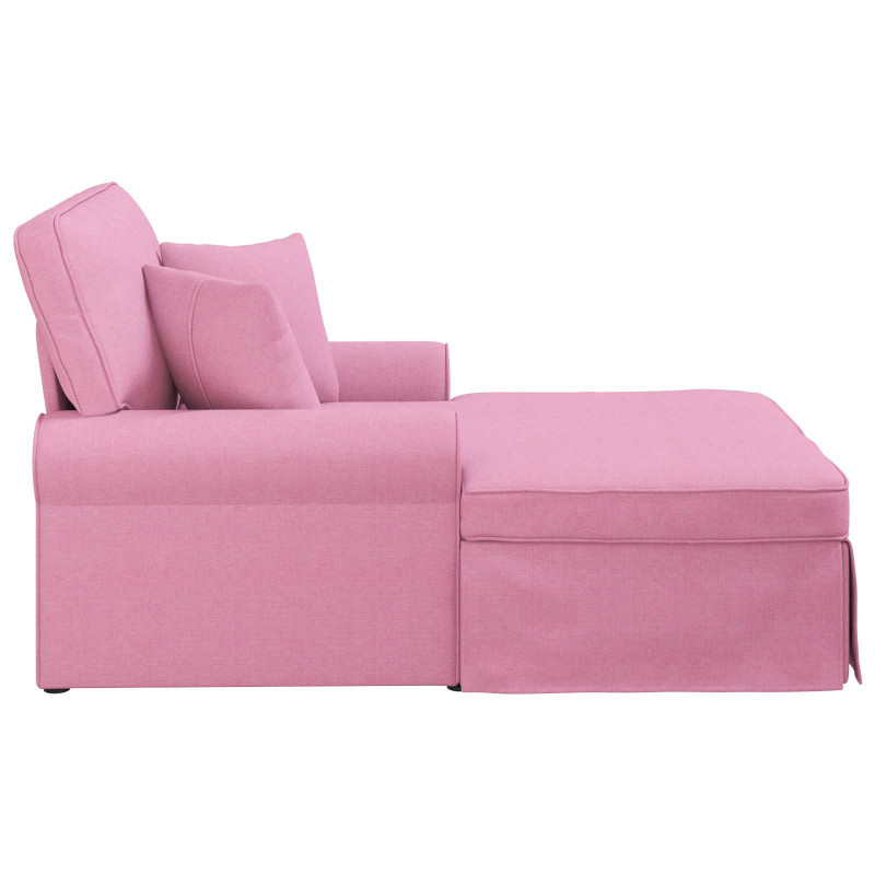 Chaise Lounge z Fartuszkiem z poduszką 3 pcs Różowy tkanina