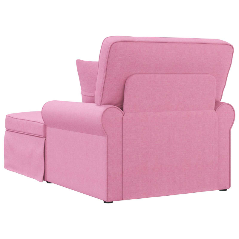 Chaise Lounge z Fartuszkiem z poduszką 3 pcs Różowy tkanina
