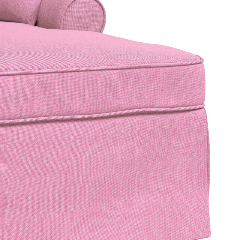 Chaise Lounge z Fartuszkiem z poduszką 3 pcs Różowy tkanina