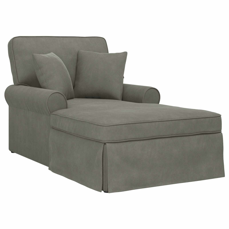 Chaise Lounge z Fartuszkiem 3 pcs Jasnoszary Tkanina sztruksowa