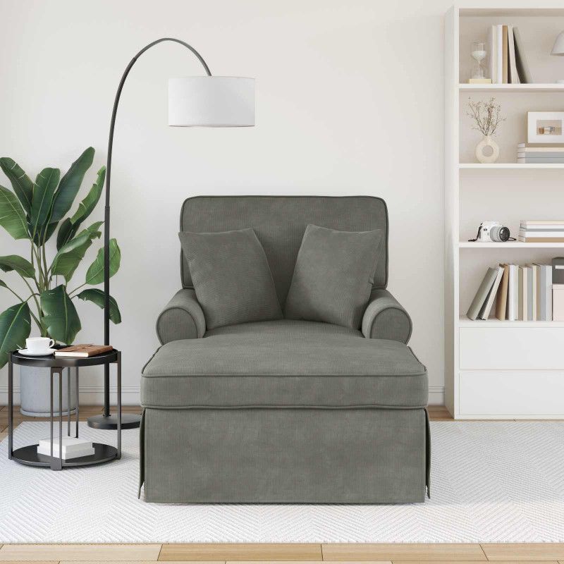 Chaise Lounge z Fartuszkiem 3 pcs Jasnoszary Tkanina sztruksowa