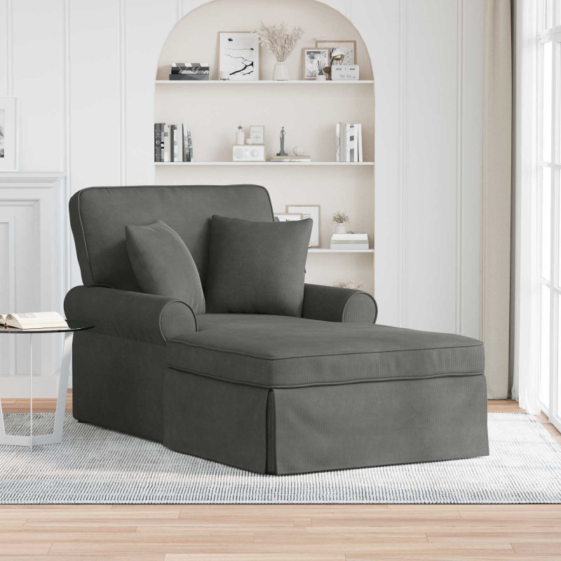 Chaise Lounge z Fartuszkiem z poduszką 3 pcs Ciemnoszary